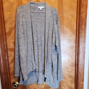 Gray Knit Open-Front Cardigan Sweater